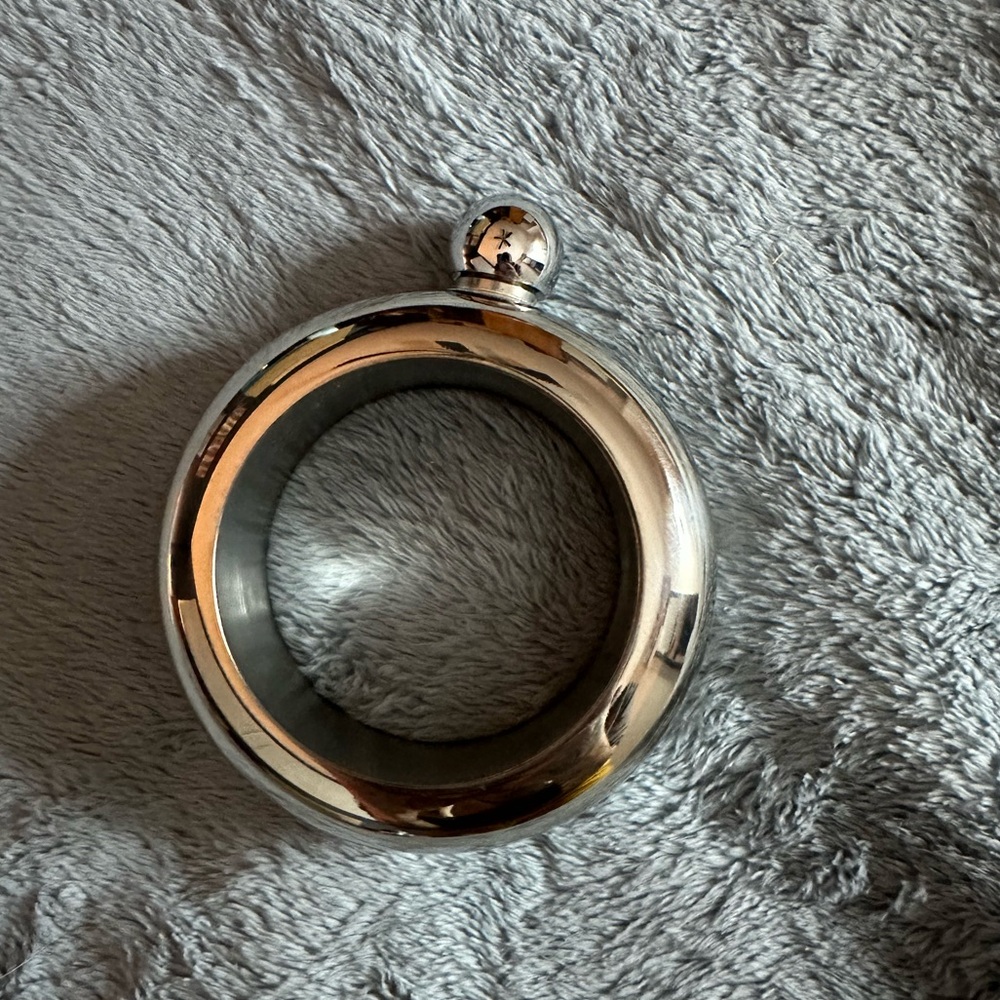 Source Unknown Silver Circular Flask